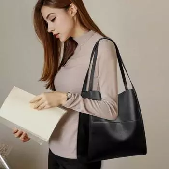 Женская сумка через плечо с карманом для смарт-карт, однотонная, гладкая, искусственная кожа, большая вместительная сумка для покупок, повседневный стиль, водонепроницаемая сумка-тоут хаки