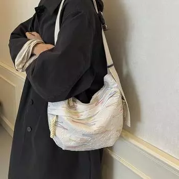 Женская сумка через плечо с красочной вышивкой, большая вместимость, сумка через плечо чёрный