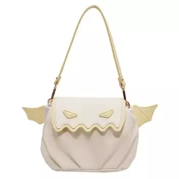 Женская сумка через плечо с крыльями летучей мыши, новинка, сумка с верхней ручкой, повседневная плиссированная сумка-мессенджер, универсальный ремень, регулируемый кошелек для девочек на Хэллоуин белый