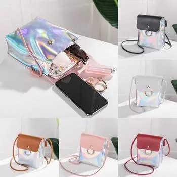 Женская сумка через плечо с лазерным чехлом и кольцом-застежкой, женская сумка через плечо с отделением для монет и телефона, однотонная сумка через плечо красный