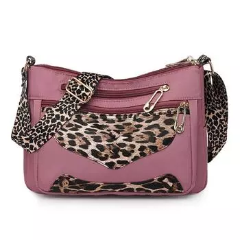 Женская сумка через плечо с леопардовым принтом, большая вместимость фиолетовый