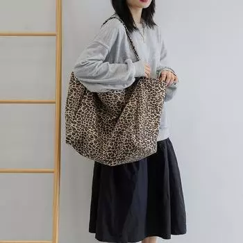 Женская сумка через плечо с леопардовым принтом, сумка для покупок, большая вместительная сумка, сумка для подмышек коричневый
