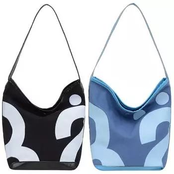 Женская сумка через плечо с монограммой и принтом из искусственной кожи, большая вместимость, холщовая магнитная пряжка для шопинга и поездок на работу синий