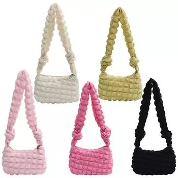 Женская сумка через плечо с мягкой подкладкой, легкая стеганая сумка-тоут, универсальная плиссированная сумка-саквояж, объемная сумка для подмышек, сумка для покупок белый