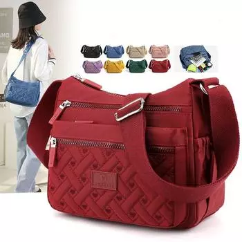 Женская сумка через плечо с несколькими отделениями, креативная сумка-мессенджер с алмазной вышивкой, водоотталкивающая нейлоновая сумка большой вместимости one size хаки