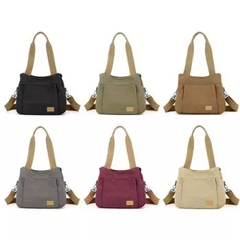 Женская сумка через плечо с несколькими карманами, холщовая сумка через плечо, сумка на молнии с регулируемым ремнем, сумка-портфель для поездок на работу и обратно фиолетовый