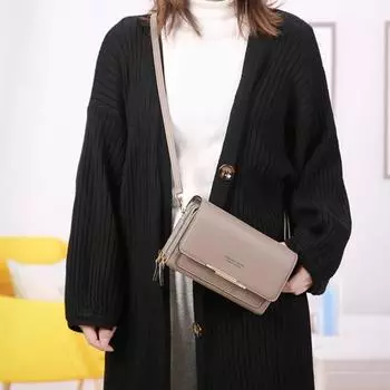 Женская сумка через плечо с несколькими карманами на молнии из искусственной кожи, большая вместимость, карман для монет, однотонная вино красного