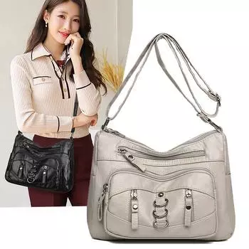 Женская сумка через плечо с несколькими отделениями, большая вместимость, сумка через плечо для поездок на работу, сумка для матери чёрный