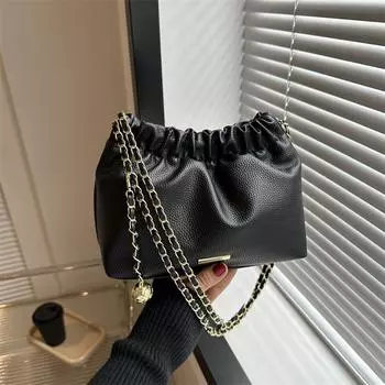 Женская сумка через плечо с плиссировкой и цепочкой в иностранном стиле 2024 года, новая универсальная сумка-мессенджер для женщин в корейском стиле хаки