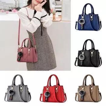 Женская сумка через плечо с подвеской в виде мехового шарика и съемным плечевым ремнем из искусственной кожи на молнии хаки