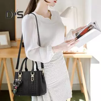 Женская сумка через плечо с подвеской в виде мехового шарика и съемным плечевым ремнем, сумка из искусственной кожи с застежкой-молнией для поездок на работу, свиданий, путешествий королевский синий