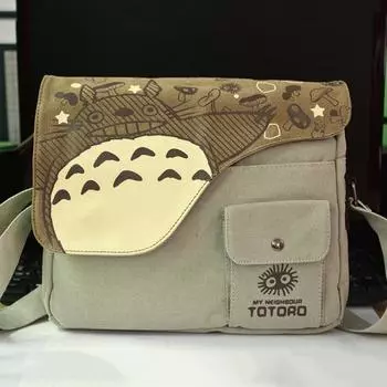 Женская сумка через плечо с принтом аниме «Мой сосед» и холстом 1 серый