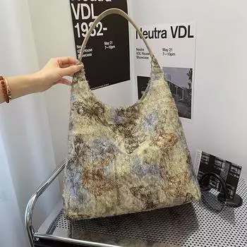 Женская сумка через плечо с принтом бабочки Большая сумка-тоут Сумка подмышки розовый