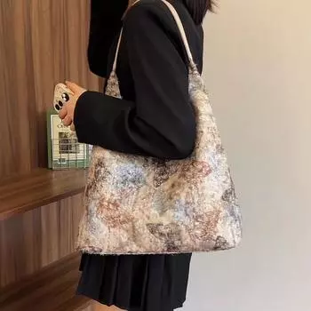 Женская сумка через плечо с принтом бабочки Большая сумка-тоут Сумка подмышки розовый