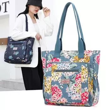 Женская сумка через плечо с принтом, легкая сумка-тоут из нейлона