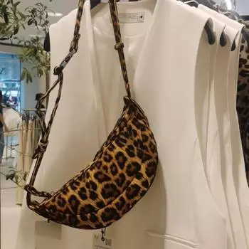 Женская сумка через плечо с принтом в виде леопарда, популярная сумка через плечо, повседневная и универсальная, модная