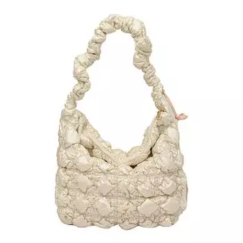 Женская сумка через плечо с пузырьковой плиссировкой, облачные сумки на ремне, сумка на шнурке (белый) ~