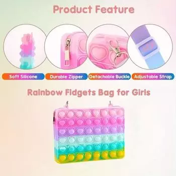 Женская сумка через плечо с регулируемым ремешком, градиентным цветом, застежкой-молнией, снимающей стресс, пузырьками, съемной пряжкой, радужной сумкой-непоседой, дорожная сумка