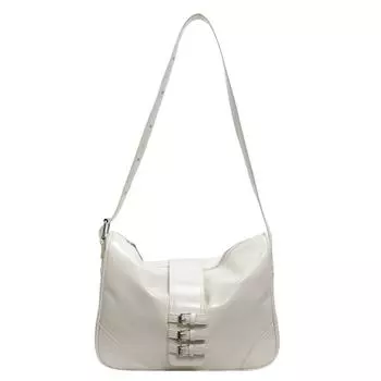 Женская сумка через плечо с регулируемым ремешком из искусственной кожи, сумка-хобо для работы, путешествий (Серебряный)