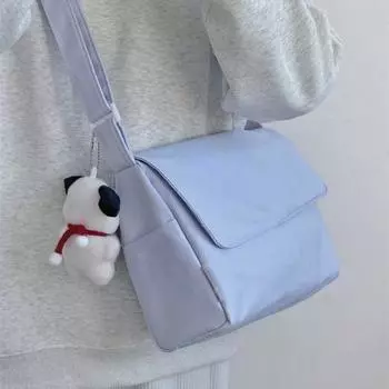 Женская сумка через плечо с регулируемым ремешком в японском стиле преппи, однотонная, большая вместимость, застежка-молния, для путешествий, работы и учебы зелёный