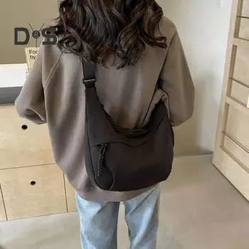 Женская сумка через плечо с регулируемым ремнем, большая вместительная сумка для пельменей, застежка-молния, многокарманный дизайн, сумка-слинг для повседневного использования синий