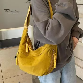 Женская сумка через плечо с регулируемым ремнем, большая вместительная сумка для пельменей, застежка-молния, многокарманный дизайн, сумка-слинг для повседневного использования чёрный