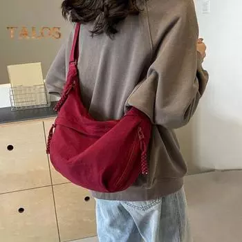 Женская сумка через плечо с регулируемым ремнем, большая вместительная сумка для пельменей, застежка-молния, многокарманный дизайн, сумка-слинг для повседневного использования чёрный