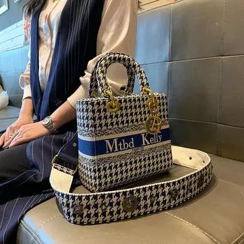 Женская сумка через плечо с ретро-принтом, сумка через плечо в клетку Hundred Thousand Bird Check для девочек, маленькая квадратная сумка, модная кожаная сумка через плечо для девочек