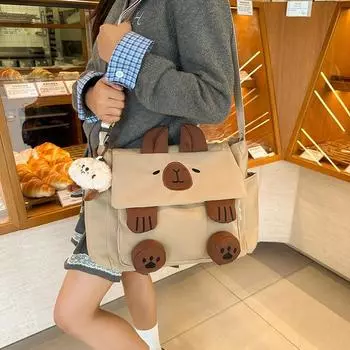 Женская сумка через плечо с рисунком из мультфильма, студенческая легкая сумка через плечо белый