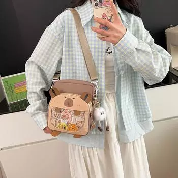 Женская сумка через плечо с рисунком из мультфильма, студенческая сумка через плечо зелёный