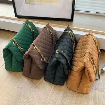 Женская сумка через плечо с ромбом большой вместимости, большая сумка-мессенджер зелёный