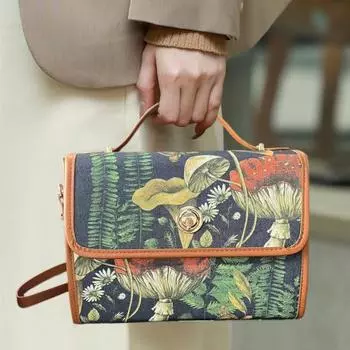 Женская сумка через плечо с ручкой и съемным плечевым ремнем, с принтом грибов, конвертного типа, в стиле бохо