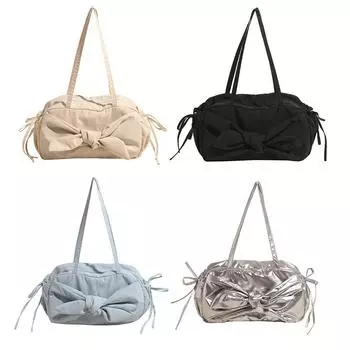 Женская сумка через плечо с рюшами, большая вместимость, плиссированная сумка-тоут, однотонная, простая сумка через подмышку, женская сумка для отдыха на открытом воздухе бежевый