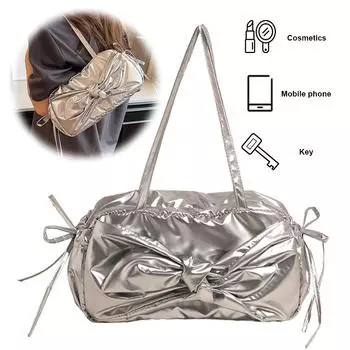 Женская сумка через плечо с рюшами, большая вместимость, плиссированная сумка-тоут, однотонная, простая сумка через подмышку, женская сумка для отдыха на открытом воздухе бежевый