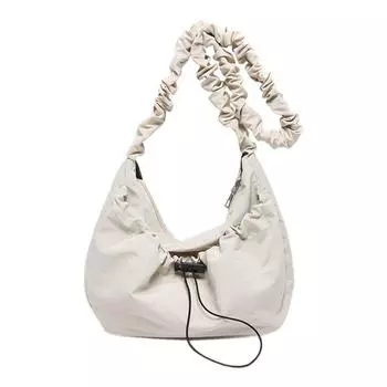 Женская сумка через плечо с рюшами, большая вместимость, сумка-саквояж на шнурке, женская повседневная сумка чёрный