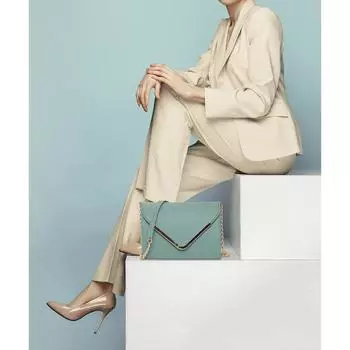 Женская сумка через плечо с V-образным клапаном и золотой цепочкой для девочек 8 x 3 x 6 in зелёный