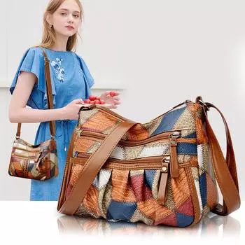 Женская сумка через плечо с вышивкой, большая вместительная материнская сумка среднего возраста, дорожная сумка через плечо, многослойная сумка 3060-7