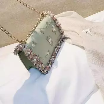 Женская сумка через плечо с вышивкой цветами Сумка через плечо из искусственной кожи с цепочкой