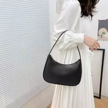 Женская сумка через плечо с застежкой-молнией, однотонная сумка-тоут, большая вместительная сумка-клатч, модные аксессуары чёрный