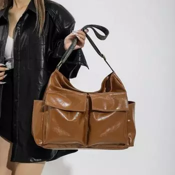 Женская сумка через плечо с застежкой-молнией из искусственной кожи, горячая распродажа, высококачественная однотонная повседневная сумка с строчкой