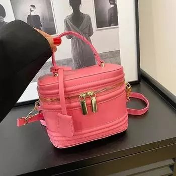 Женская сумка через плечо с застежкой-молнией из полиуретана, сумка-ведро для шитья, элегантная и универсальная, однотонная, высококачественная, для вечеринок, косметика, новинка