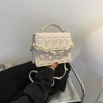 Женская сумка через плечо Shangxin 2024 года, новая модная портативная маленькая квадратная сумка, простая ромбовидная популярная сумка-мессенджер темно-коричневого