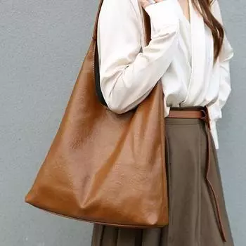 Женская сумка через плечо Smototh, однотонная искусственная кожа, большая вместимость, магнитная застежка, винтажный стиль хобо, рабочая и дорожная сумка-слинг кофейный