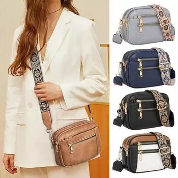 Женская сумка через плечо со съемным регулируемым плечевым ремнем и 5 отделениями для карт синий