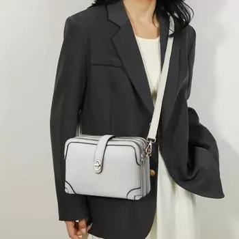 Женская сумка через плечо со съемным регулируемым плечевым ремнем и несколькими карманами. Сумка через плечо или серый