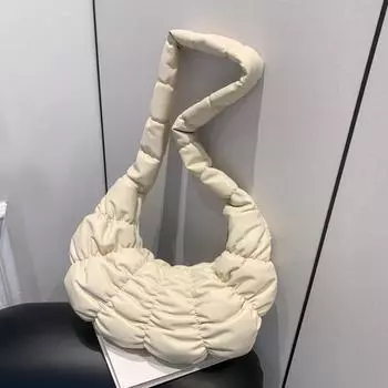 Женская сумка через плечо со складками розовый