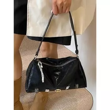 Женская сумка через плечо со стразами, новая мягкая кожаная сумка на молнии, модные женские сумки через плечо