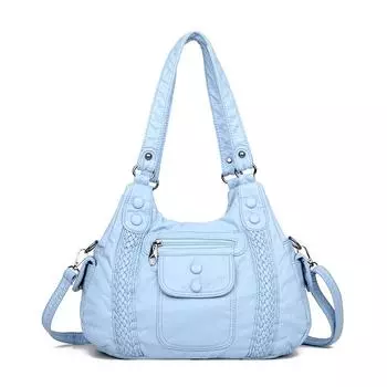 Женская сумка через плечо Street Trend из мягкой однотонной кожи в стиле ретро, женская сумка через подмышку с плетеной ручкой на пуговицах для женщин