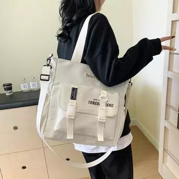 Женская сумка через плечо, студенческая сумка через плечо, большая вместительная сумка-мессенджер хаки