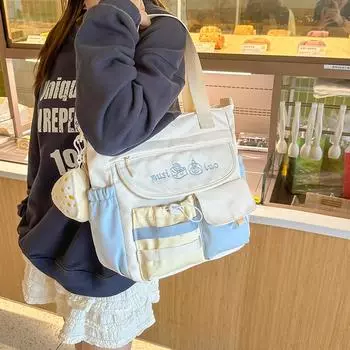 Женская сумка через плечо, студенческая сумка, цветная сумка через плечо с кошельком для монет жёлтый